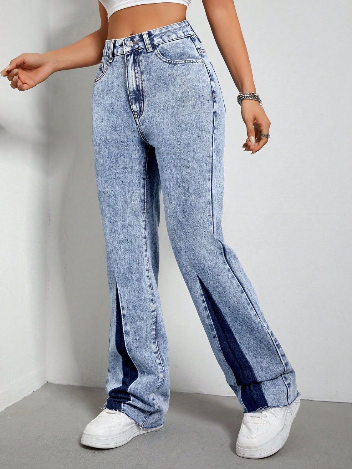 Contrast Bootcut Jeans with Pockets - Body By J'ne