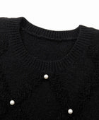 Pearl Detail Round Neck Long Sleeve Sweater