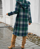 Devine Plaid Long Sleeve Hooded Coat