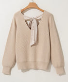 Tied V-Neck Long Sleeve Sweater