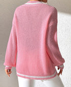 Contrast Trim V-Neck Long Sleeve Sweater