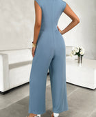 Devine Round Neck Sleeveless Wide Leg Jumpsuit