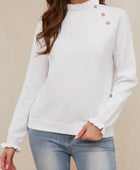 Decorative Button Turtleneck Long Sleeve T-Shirt