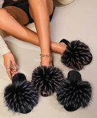 Fuzzy Open Toe Flat Sandals