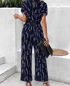 Tied Printed Mock Neck Wide Leg Jumpsuit - Body By J'ne