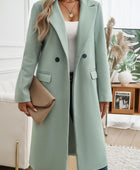 Devine Pocketed Collared Neck Long Sleeve Coat