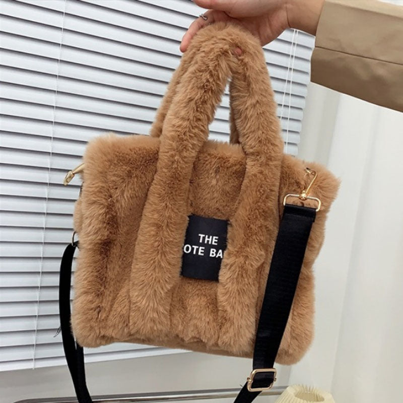 Designer Faux Fur Plush Tote Bag - Body By J'ne