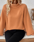 Cable-Knit Turtleneck Long Sleeve Sweater