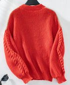 Contrast Round Neck Long Sleeve Sweater