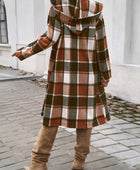 Devine Plaid Long Sleeve Hooded Coat