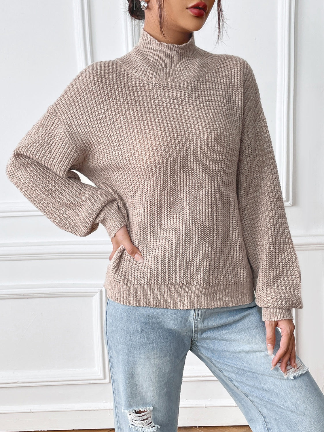 Turtleneck Long Sleeve Sweater - Body By J'ne
