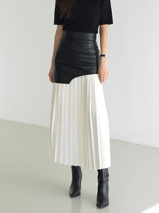 Pleated Contrast High Rise Skirt - Body By J'ne