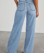 Raw Hem Wide Leg Jeans with Pockets