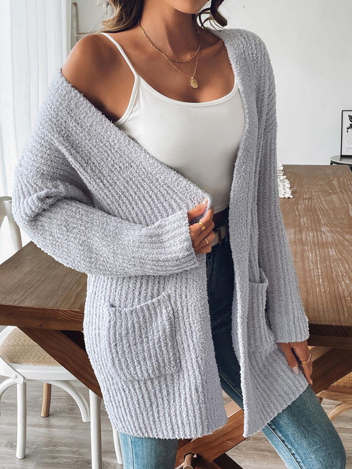 Open Front Long Sleeve Cardigan - Body By J'ne