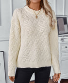 Round Neck Long Sleeve Woven Sweater