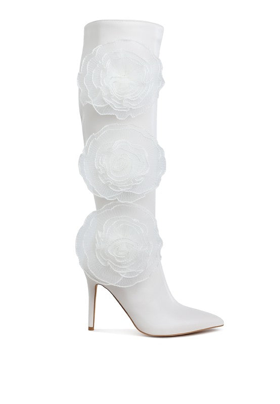 Chinkara Sheer Big Rose Detail Long Boots - Body By J'ne