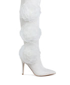 Chinkara Sheer Big Rose Detail Long Boots