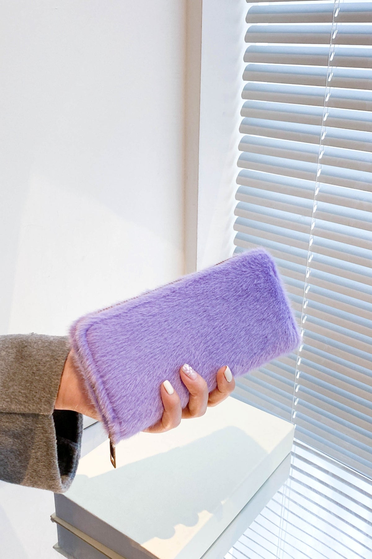Solid Color Fluff Rectangle Wallet - Body By J'ne