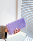 Solid Color Fluff Rectangle Wallet