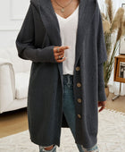 Devine Button Up Long Sleeve Hooded Cardigan