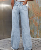 Distressed Wide Leg Jeans with Pockets