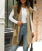 Pocketed Open Front Cap Sleeve Cardigan