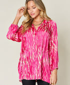 Full Size Printed Button Up Long Sleeve Shirt - Body By J'ne