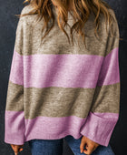 Color Block Round Neck Long Sleeve Sweater