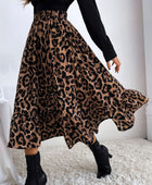 Printed Elastic Waist Midi Skirt