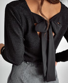 Tied V-Neck Long Sleeve Blouse