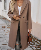 Devine Pocketed Collared Neck Long Sleeve Coat