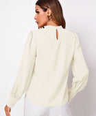 Ruched Mock Neck Long Sleeve Blouse