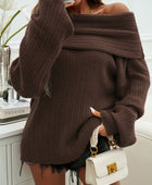 Devine Off-Shoulder Extra-Long Sleeve Sweater