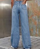 Distressed Wide Leg Jeans with Pockets