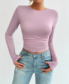 Devine Backless Round Neck Long Sleeve T-Shirt