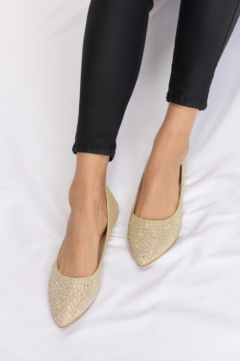 Rhinestone Point Toe Flat Slip-Ons - Body By J'ne