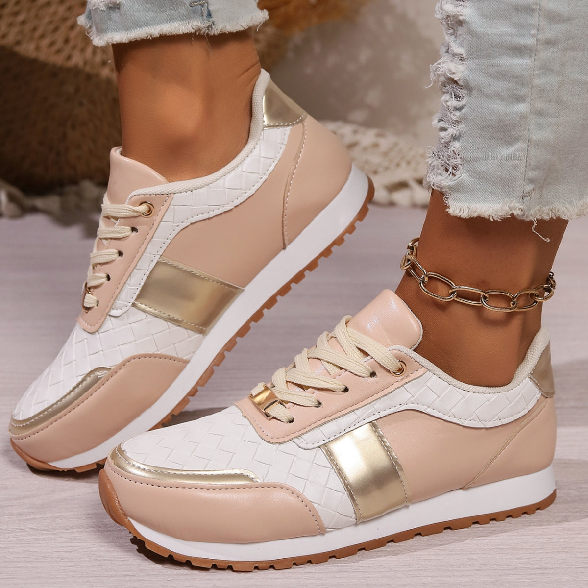 Lace-Up PU Leather Sneakers - Body By J'ne