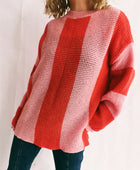 Color Block Round Neck Long Sleeve Sweater