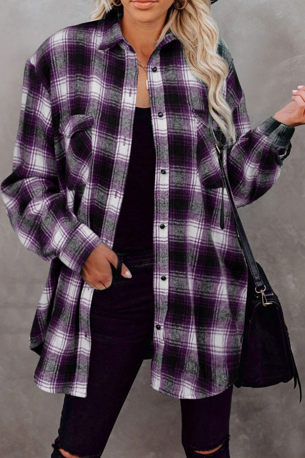 Full Size Plaid Collared Neck Long Sleeve Shirt - Body By J'ne