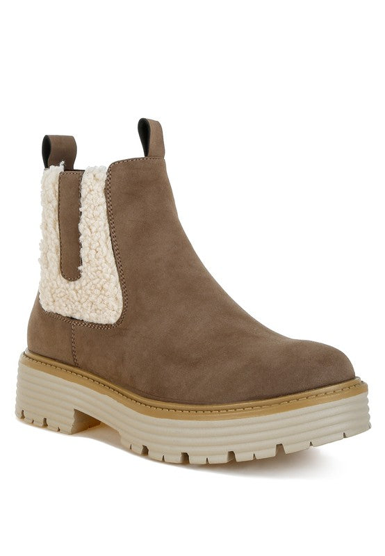 Mothman Faux Fur Detail Chunky Ankle Boots - Body By J'ne