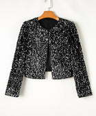 Sequin Open Front Long Sleeve Jacket