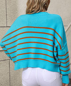 Striped Dropped Shoulder Round Neck Pullover Sweater