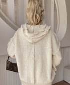 Drawstring Fringe Hem Long Sleeve Hooded Sweater