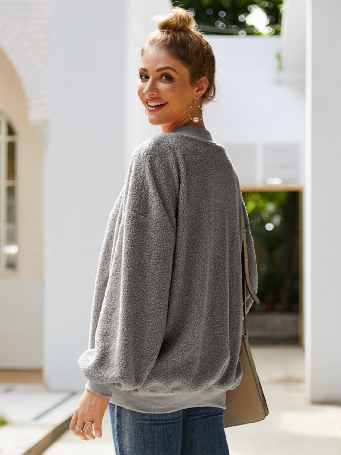 Mock Neck Dropped Shoulder Sweatshirt - Body By J'ne