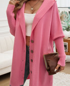 Devine Button Up Long Sleeve Hooded Cardigan