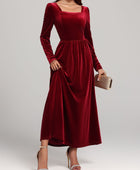 Velvet Square Neck Long Sleeve Dress