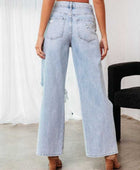 Distressed Wide Leg Jeans with Pockets