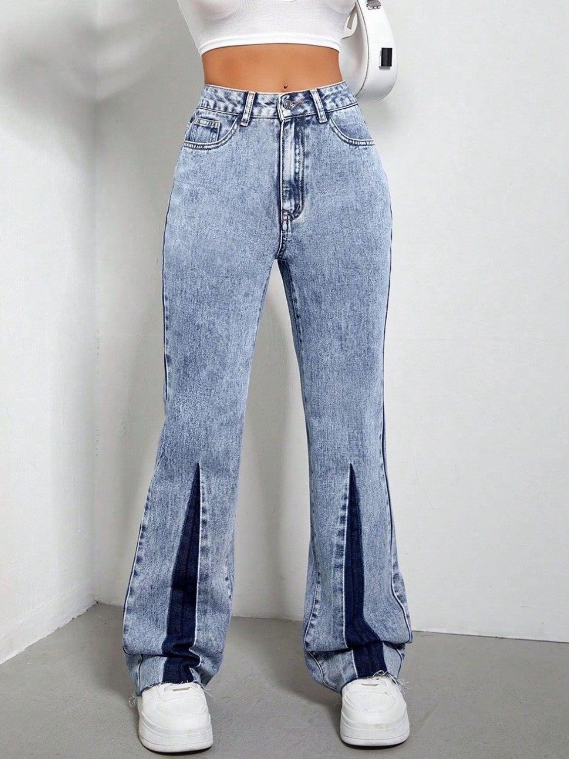 Contrast Bootcut Jeans with Pockets - Body By J'ne