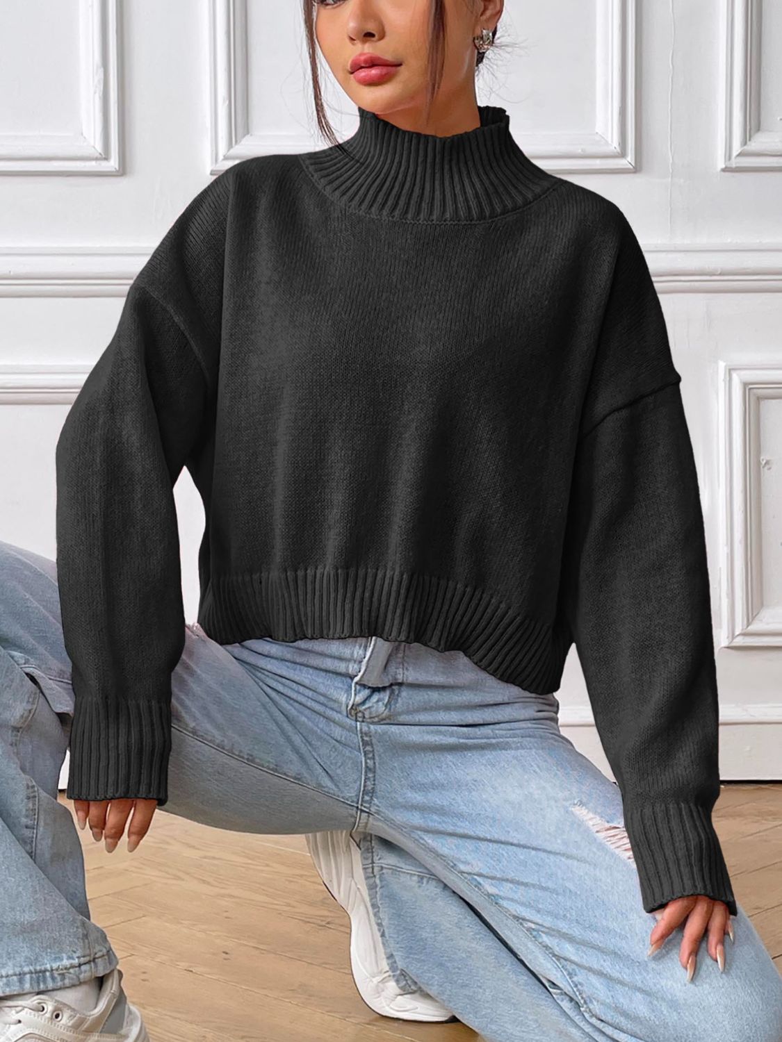 Turtleneck Long Sleeve Sweater - Body By J'ne