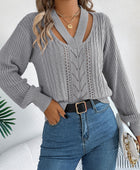 Cutout V-Neck Long Sleeve Sweater